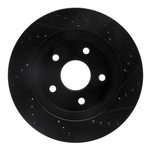 Jeep J8 Brake Rotor (1) - Front Left - R1 Concepts - Drilled & Slotted - Black - `08-`12
